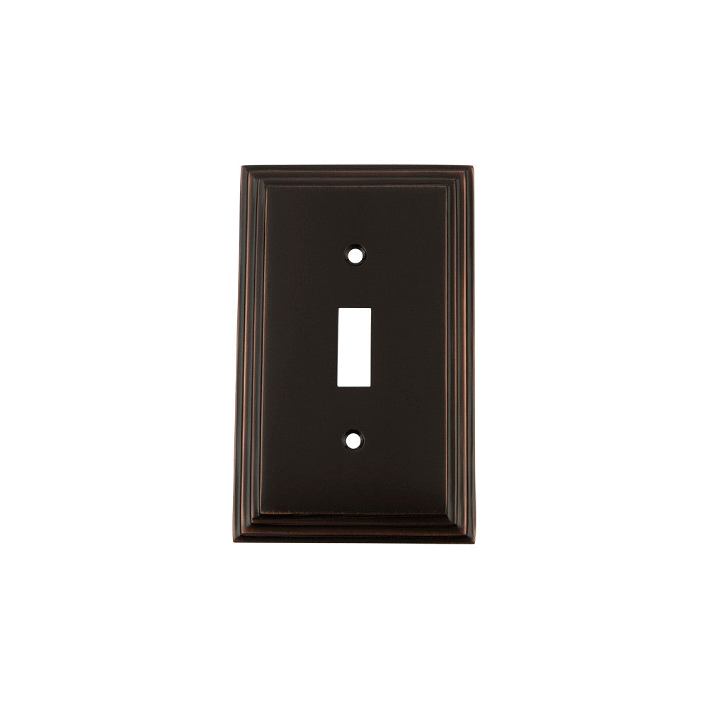 Nostalgic Warehouse 719662: Deco Single Toggle Switchplate - Timeless Bronze