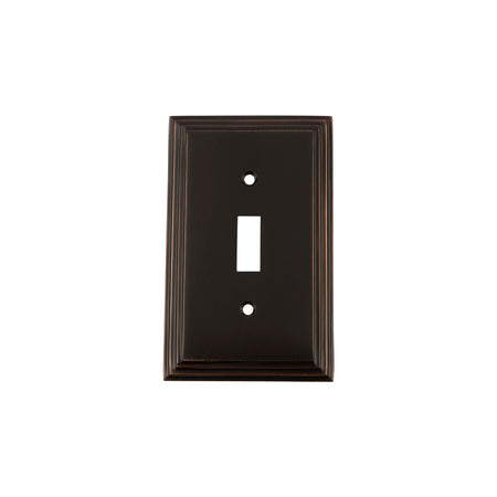 Nostalgic Warehouse 719662: Deco Single Toggle Switchplate - Timeless Bronze