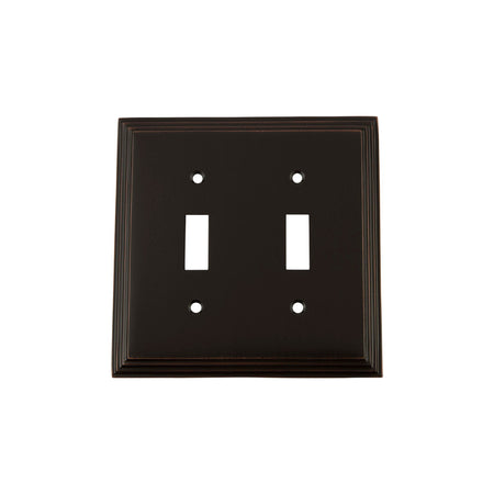 Nostalgic Warehouse 719663: Deco Double Toggle Switchplate - Timeless Bronze