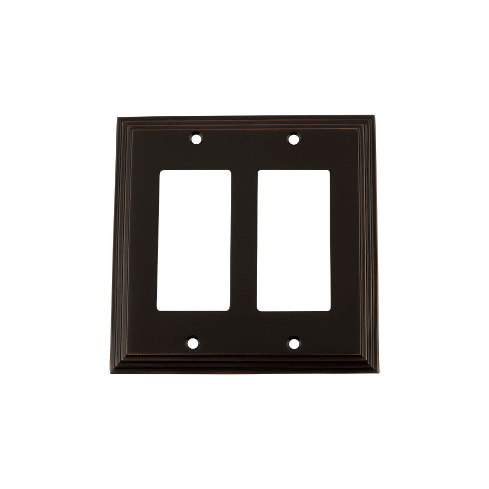 Nostalgic Warehouse 719666: Deco Double Rocker Switchplate - Timeless Bronze