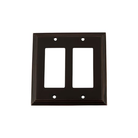 Nostalgic Warehouse 719666: Deco Double Rocker Switchplate - Timeless Bronze
