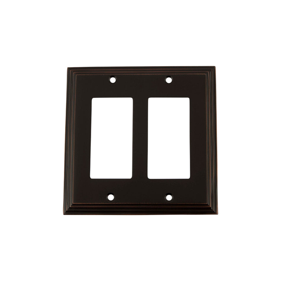 Nostalgic Warehouse 719666: Deco Double Rocker Switchplate - Timeless Bronze