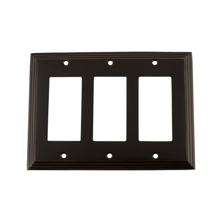 Nostalgic Warehouse 719667: Deco Triple Rocker Switchplate - Timeless Bronze
