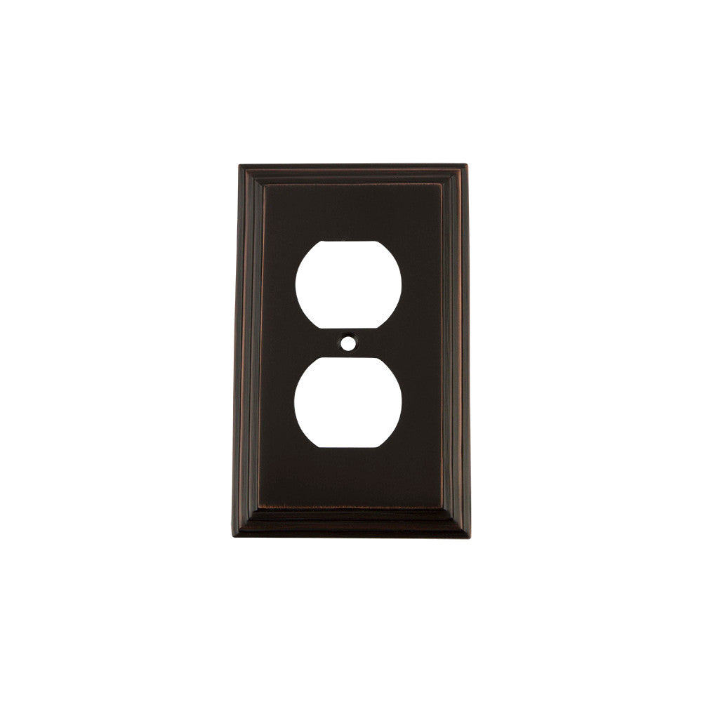 Nostalgic Warehouse 719668: Deco Single Duplex Switchplate - Timeless Bronze