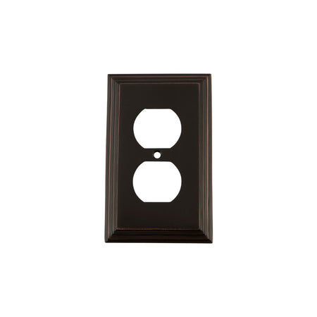 Nostalgic Warehouse 719668: Deco Single Duplex Switchplate - Timeless Bronze