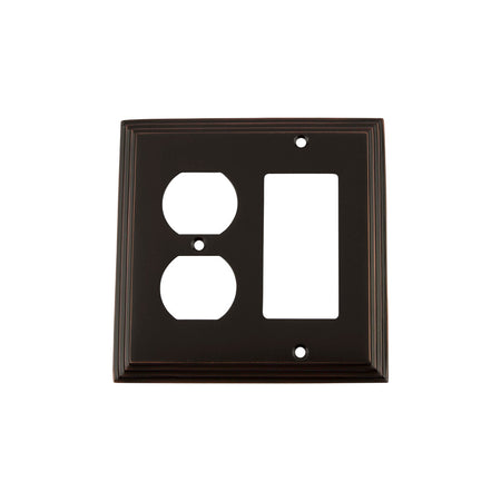 Nostalgic Warehouse 719672: Deco Single Rocker/Single Duplex Combination Switchplate - Timeless Bronze