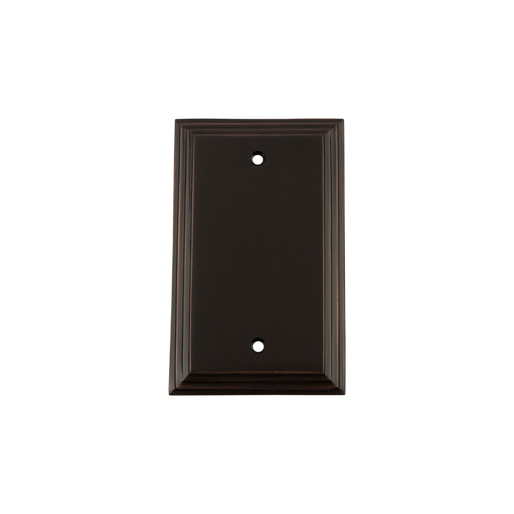 Nostalgic Warehouse 719673: Deco Single Blank Switchplate - Timeless Bronze