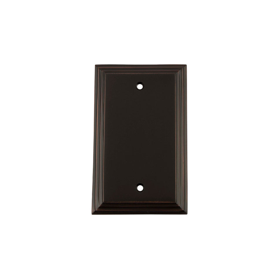 Nostalgic Warehouse 719673: Deco Single Blank Switchplate - Timeless Bronze