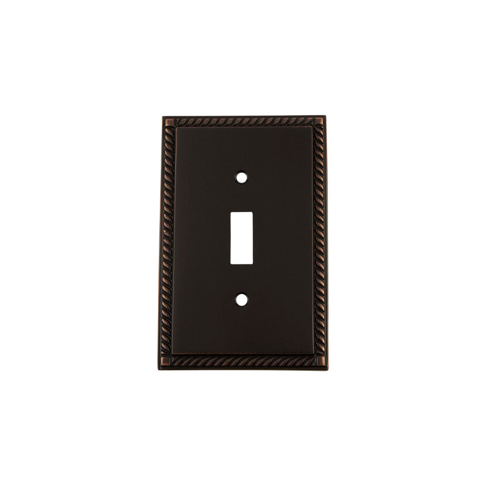 Nostalgic Warehouse 719674: Rope Single Toggle Switchplate - Timeless Bronze