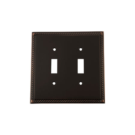 Nostalgic Warehouse 719675: Rope Double Toggle Switchplate - Timeless Bronze