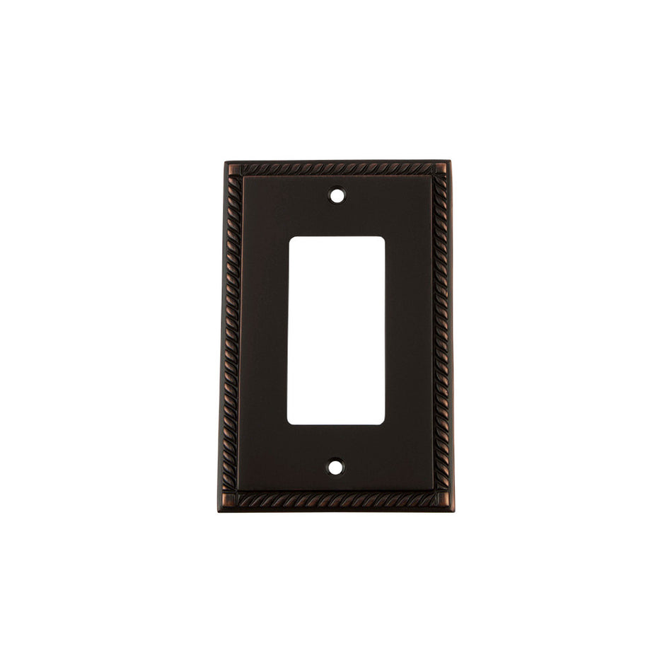 Nostalgic Warehouse 719677: Rope Single Rocker Switchplate - Timeless Bronze