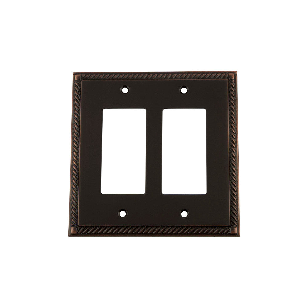 Nostalgic Warehouse 719678: Rope Double Rocker Switchplate - Timeless Bronze