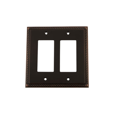 Nostalgic Warehouse 719678: Rope Double Rocker Switchplate - Timeless Bronze