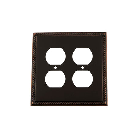 Nostalgic Warehouse 719681: Rope Double Duplex Switchplate - Timeless Bronze