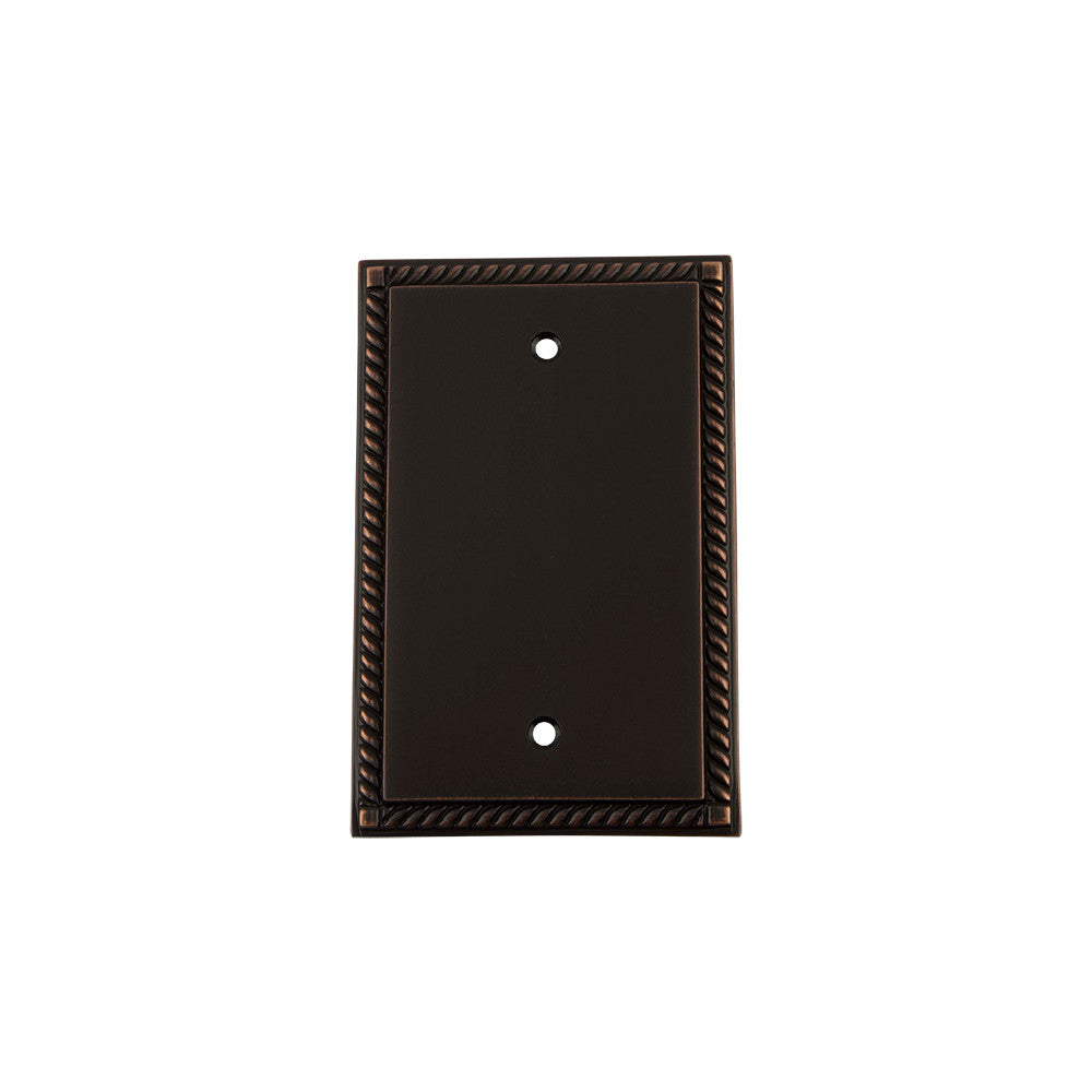 Nostalgic Warehouse 719685: Rope Single Blank Switchplate - Timeless Bronze