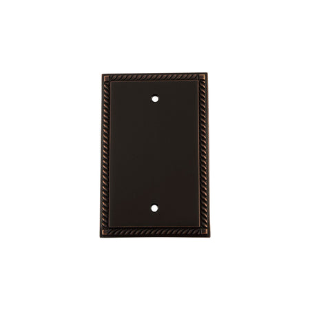 Nostalgic Warehouse 719685: Rope Single Blank Switchplate - Timeless Bronze