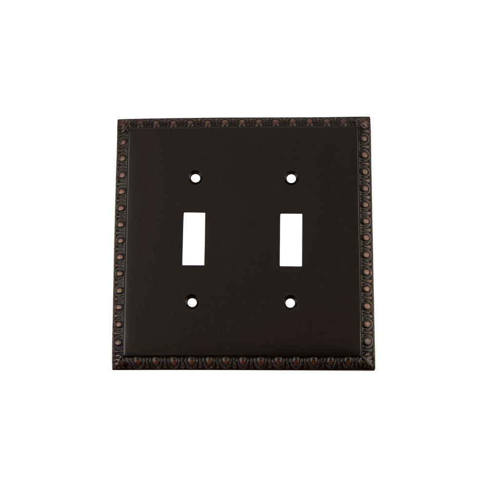 Nostalgic Warehouse 719687: Egg & Dart Double Toggle Switchplate - Timeless Bronze