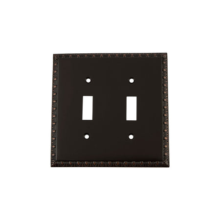 Nostalgic Warehouse 719687: Egg & Dart Double Toggle Switchplate - Timeless Bronze