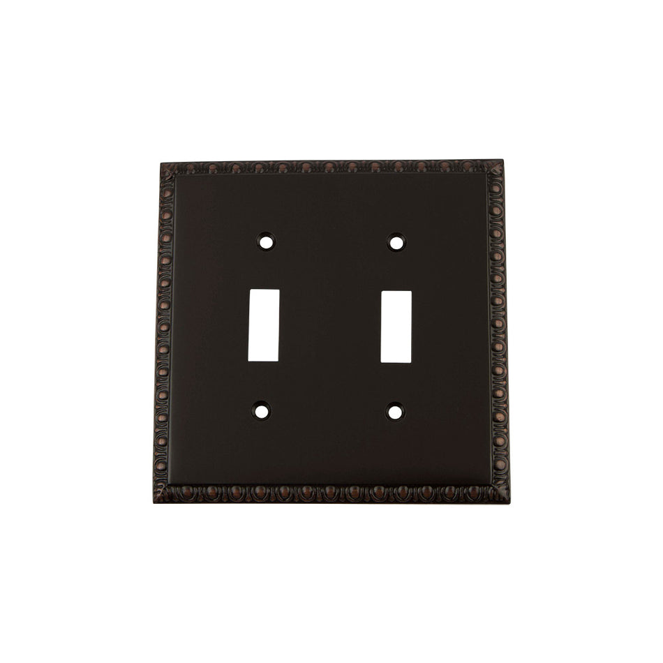 Nostalgic Warehouse 719687: Egg & Dart Double Toggle Switchplate - Timeless Bronze
