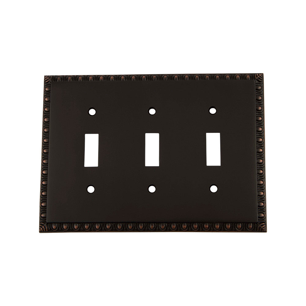 Nostalgic Warehouse 719688: Egg & Dart Triple Toggle Switchplate - Timeless Bronze