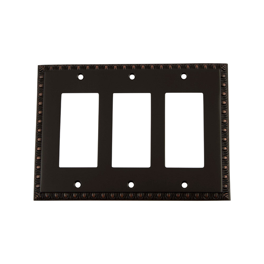 Nostalgic Warehouse 719691: Egg & Dart Triple Rocker Switchplate - Timeless Bronze