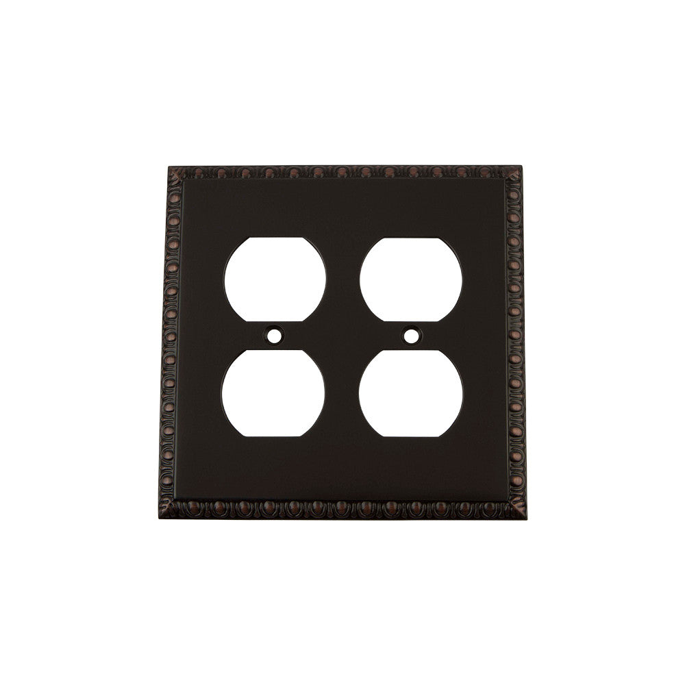 Nostalgic Warehouse 719693: Egg & Dart Double Duplex Switchplate - Timeless Bronze