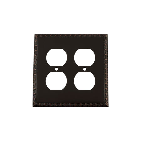 Nostalgic Warehouse 719693: Egg & Dart Double Duplex Switchplate - Timeless Bronze