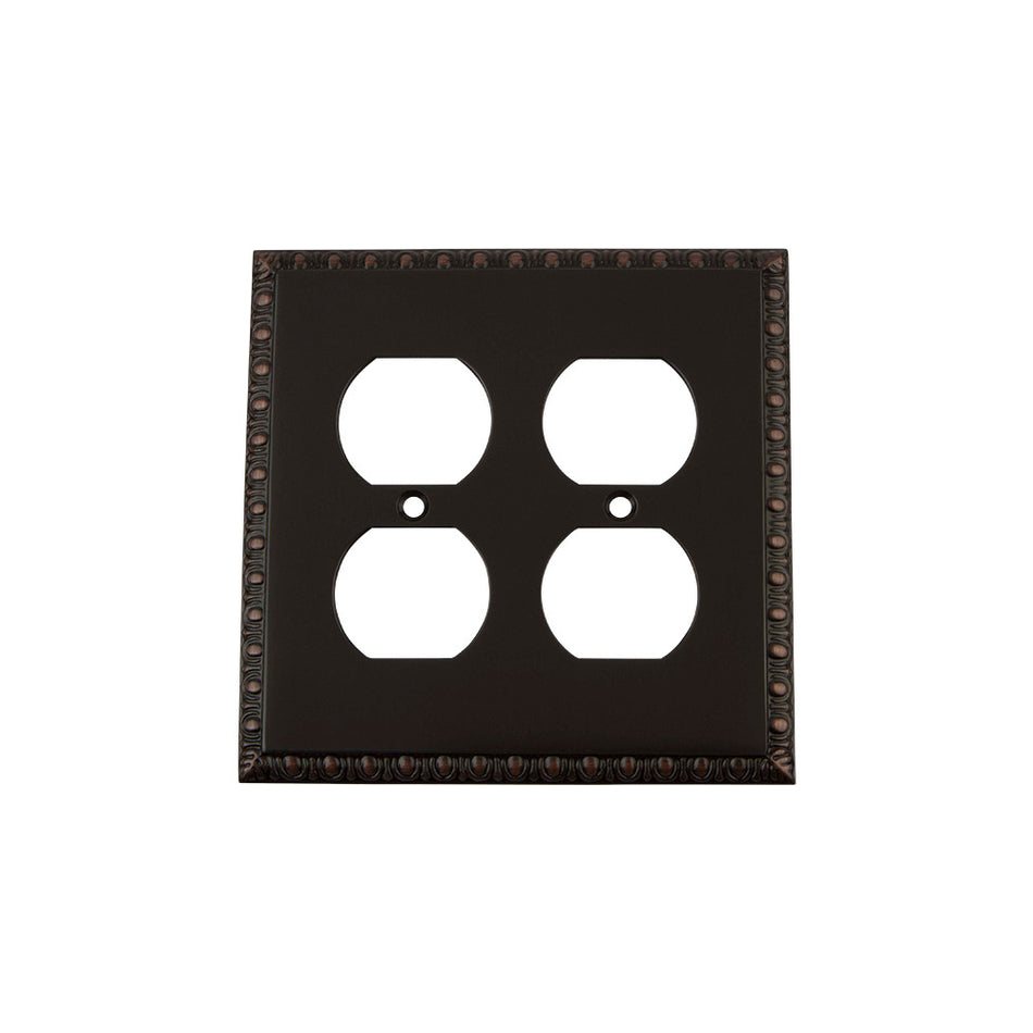 Nostalgic Warehouse 719693: Egg & Dart Double Duplex Switchplate - Timeless Bronze