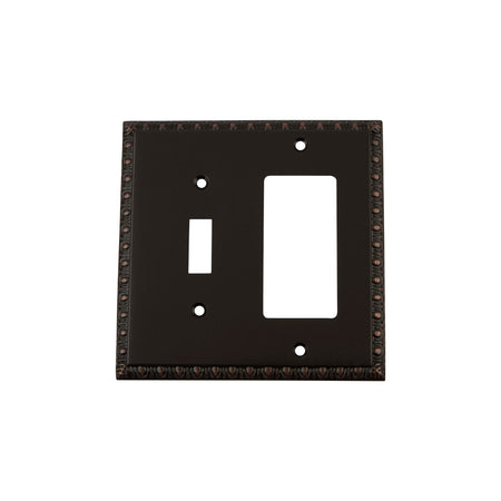 Nostalgic Warehouse 719694: Egg & Dart Single Toggle/Single Rocker Combination Switchplate - Timeless Bronze