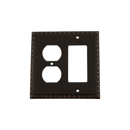 Nostalgic Warehouse 719696: Egg & Dart Single Rocker/Single Duplex Combination Switchplate - Timeless Bronze