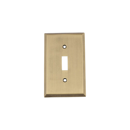 Nostalgic Warehouse 719698: New York Single Toggle Switchplate - Antique Brass