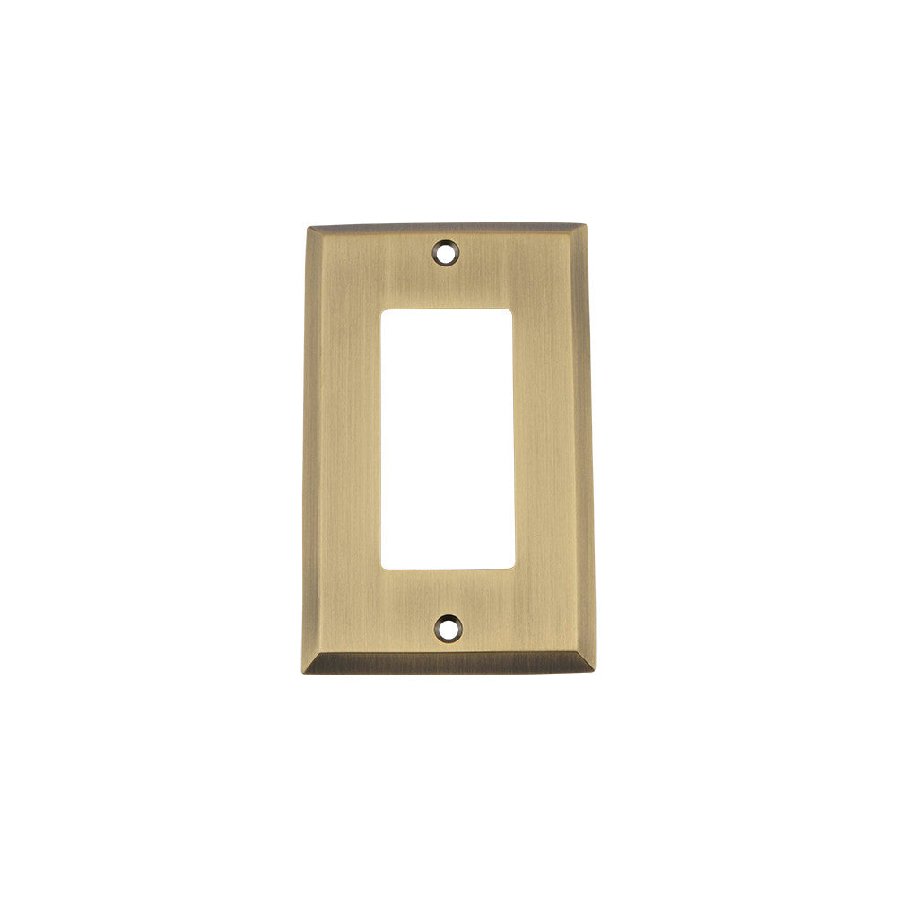 Nostalgic Warehouse 719701: New York Single Rocker Switchplate - Antique Brass