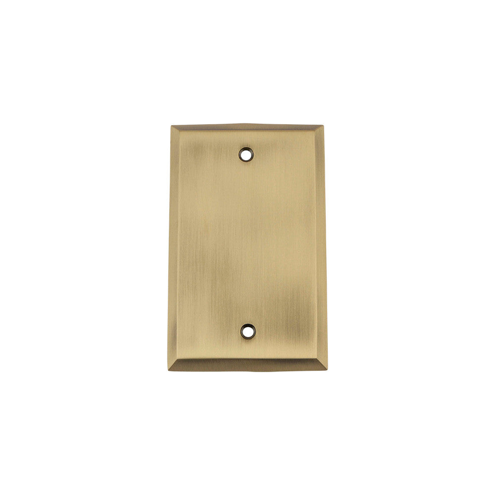 Nostalgic Warehouse 719709: New York Single Blank Switchplate - Antique Brass