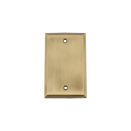 Nostalgic Warehouse 719709: New York Single Blank Switchplate - Antique Brass
