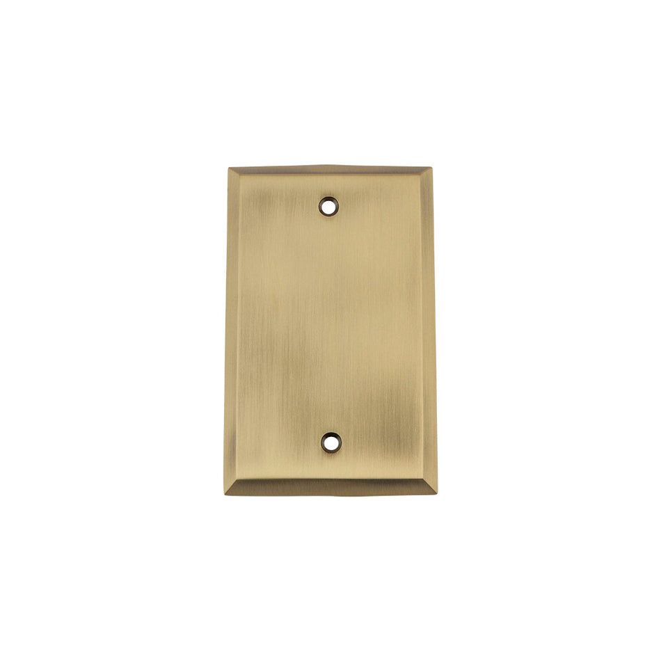 Nostalgic Warehouse 719709: New York Single Blank Switchplate - Antique Brass