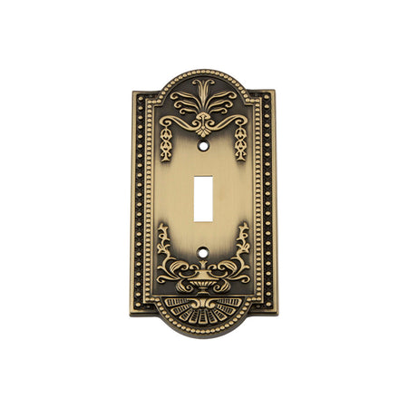Nostalgic Warehouse 719710: Meadows Single Toggle Switchplate - Antique Brass