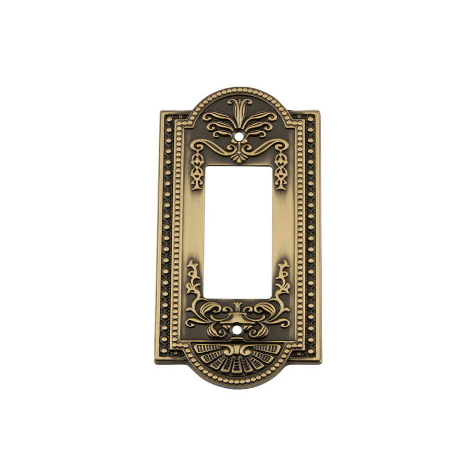 Nostalgic Warehouse 719713: Meadows Single Rocker Switchplate - Antique Brass