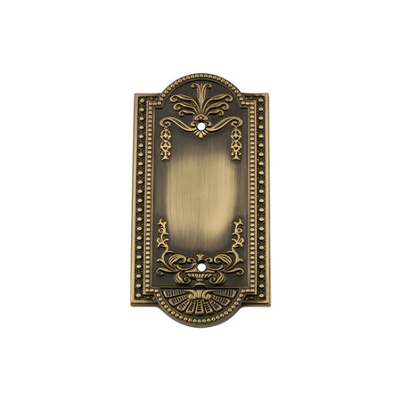 Nostalgic Warehouse 719721: Meadows Single Blank Switchplate - Antique Brass