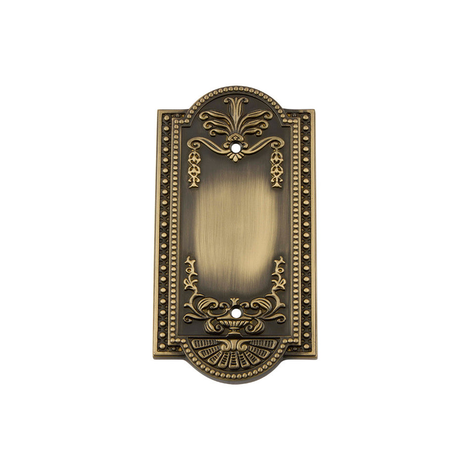 Nostalgic Warehouse 719721: Meadows Single Blank Switchplate - Antique Brass