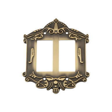 Nostalgic 719726: Victorian Double Rocker Switchplate - Antique Brass