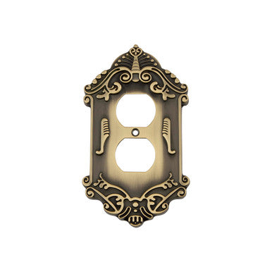 Nostalgic 719728: Victorian Single Duplex Switchplate - Antique Brass