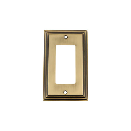 Nostalgic Warehouse 719737: Deco Single Rocker Switchplate - Antique Brass