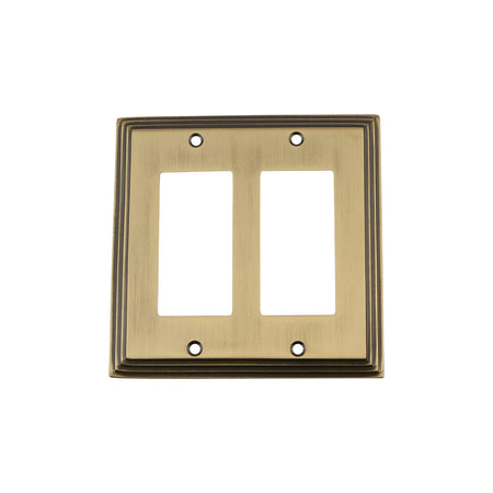 Nostalgic Warehouse 719738: Deco Double Rocker Switchplate - Antique Brass