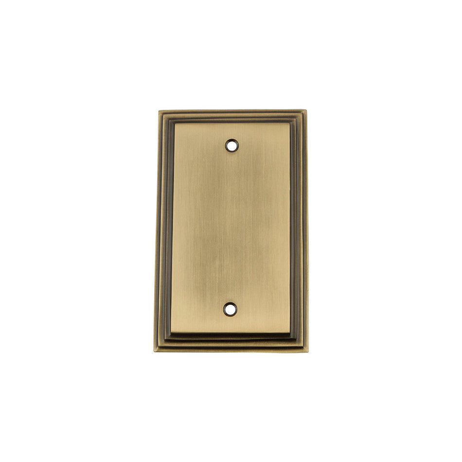 Nostalgic Warehouse 719745: Deco Single Blank Switchplate - Antique Brass