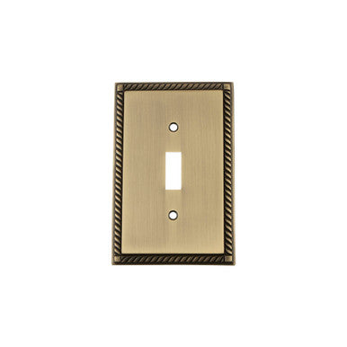 Nostalgic 719746: Rope Single Toggle Switchplate - Antique Brass