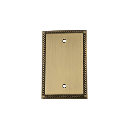 Nostalgic Warehouse 719757: Rope Single Blank Switchplate - Antique Brass