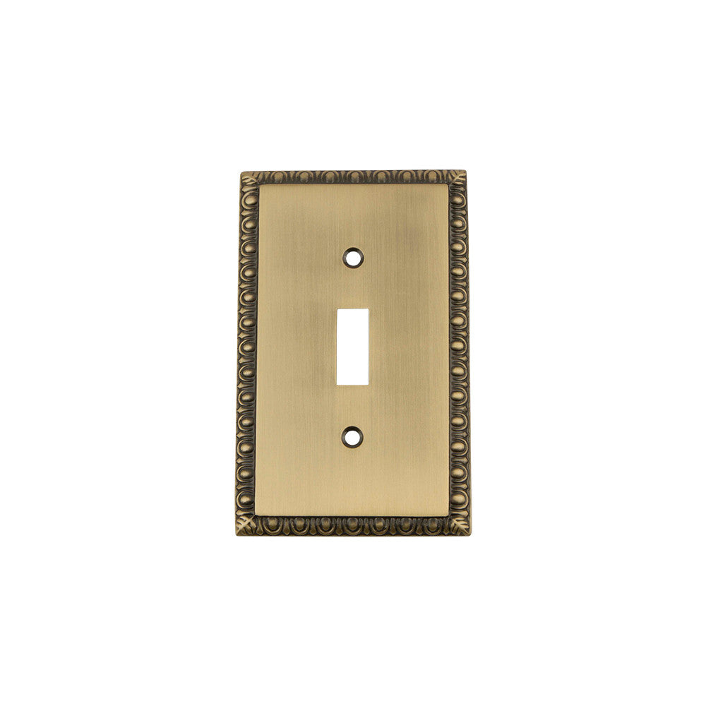 Nostalgic Warehouse 719758: Egg & Dart Single Toggle Switchplate - Antique Brass