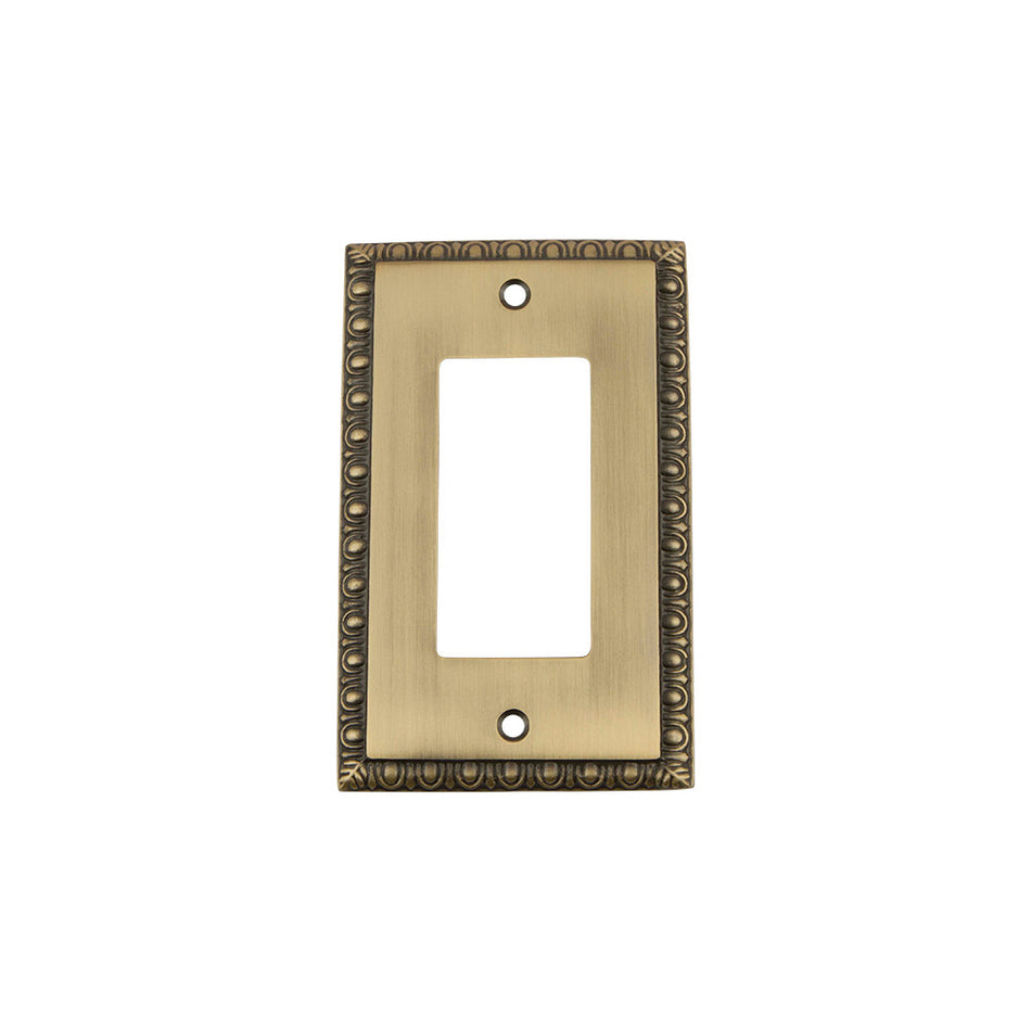 Nostalgic Warehouse 719761: Egg & Dart Single Rocker Switchplate - Antique Brass