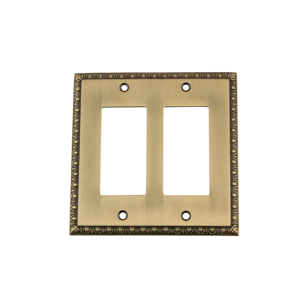 Nostalgic Warehouse 719762: Egg & Dart Double Rocker Switchplate - Antique Brass