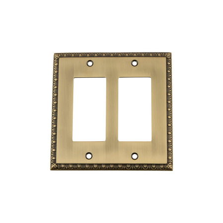 Nostalgic Warehouse 719762: Egg & Dart Double Rocker Switchplate - Antique Brass